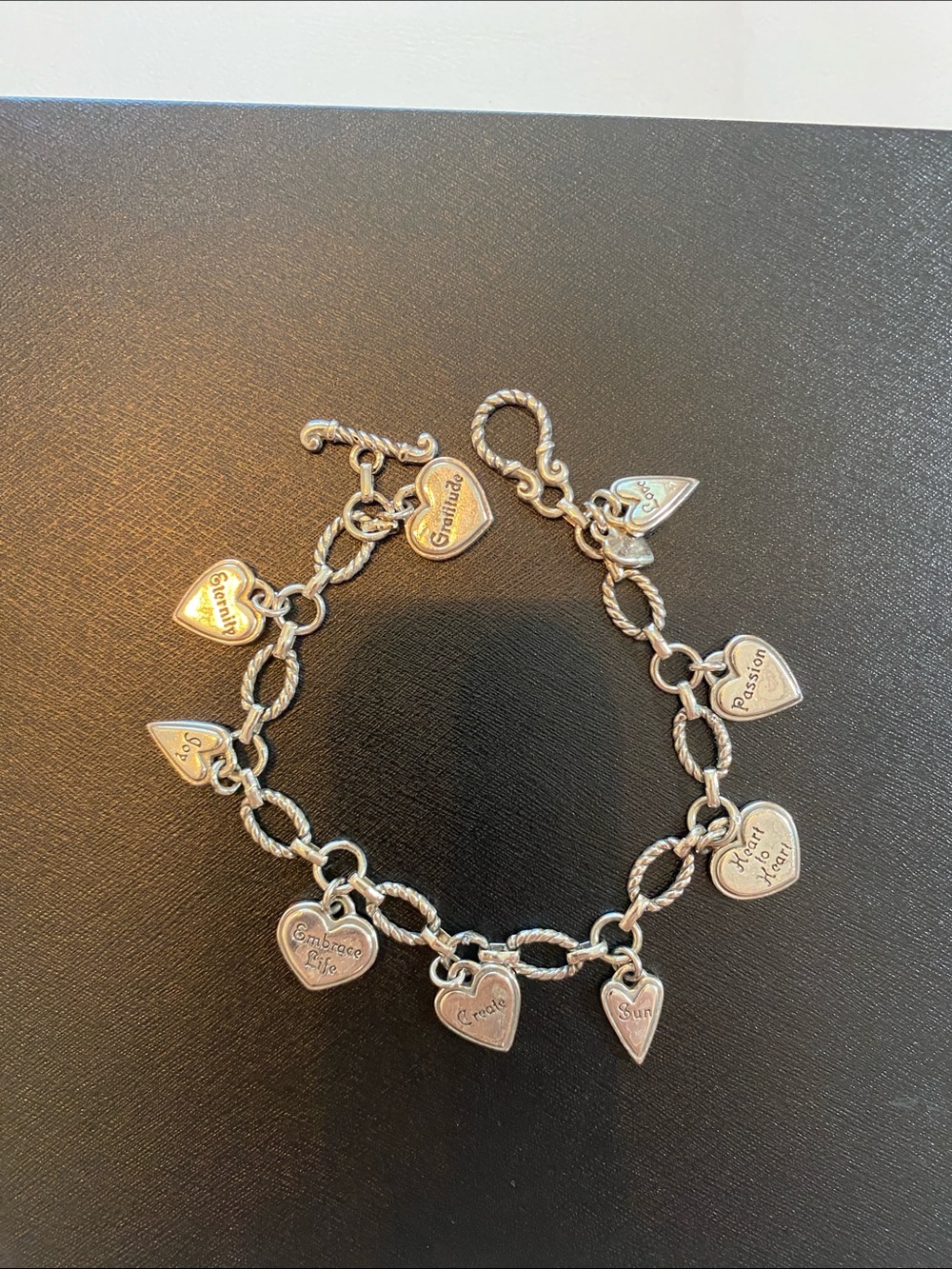 Brighton Silver Heart Charm Bracelet with Toggle